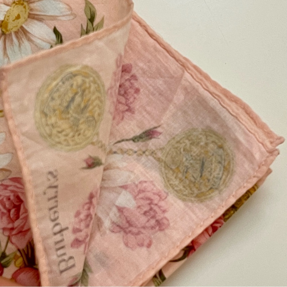Vintage Burberrys Floral Cotton Handkerchief – Blush Pink - Picture 6 of 8